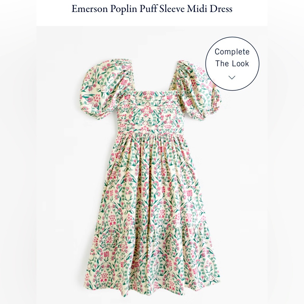 Abercrombie and Fitch Emerson Puff Sleeve Midi Dress